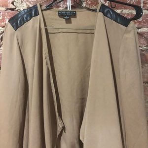 Shear Cardigan with Leather Shoulder Patches